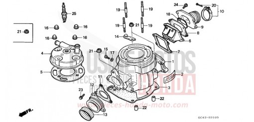CYLINDER/CYLINDER HEAD CR80RK de 1989